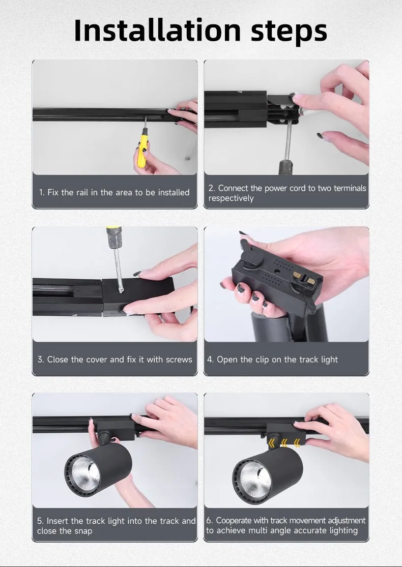 Description Picture 5 of itemDimmable Cob Track Lighting 220V Spot Led Rail Lighting Set 12/20/30/40W Track Light System Store Room Kitchen Lighting Fixtures