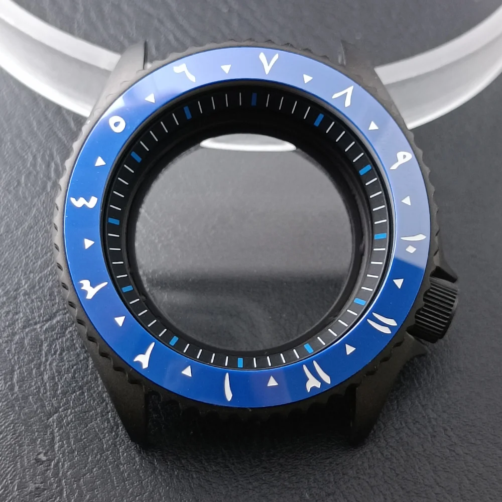High-Quality 42mm Men's Steel Black Watch Case with Sapphire Glass and 22mm Band