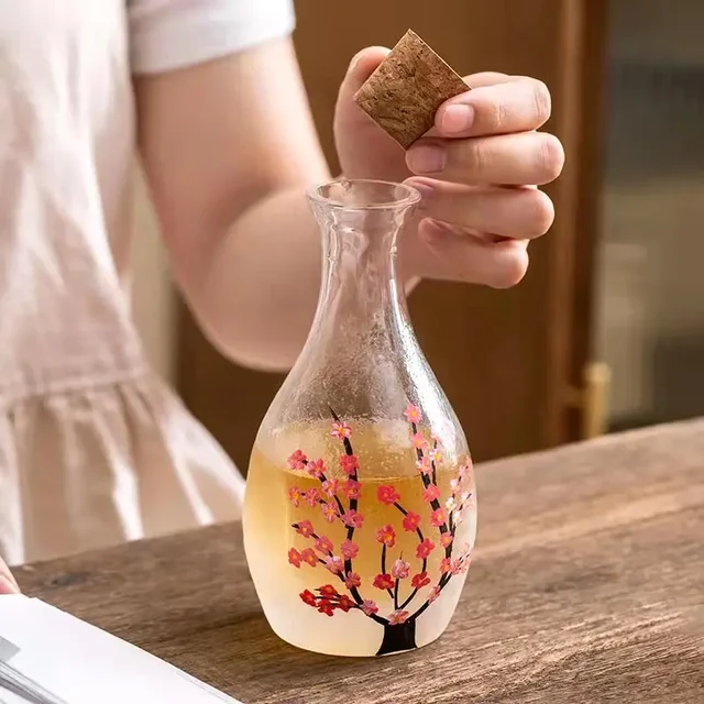 Bicchieri da vino Sakura in stile giapponese Decanter da vino Cocktail fatti a mano Bicchieri da sake Tazze da tè piccole retrò Tazza d'acqua trasparente 50ml 6