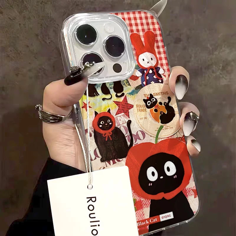 Adorable Red Hat Cat Strawberry Phone Case Cover