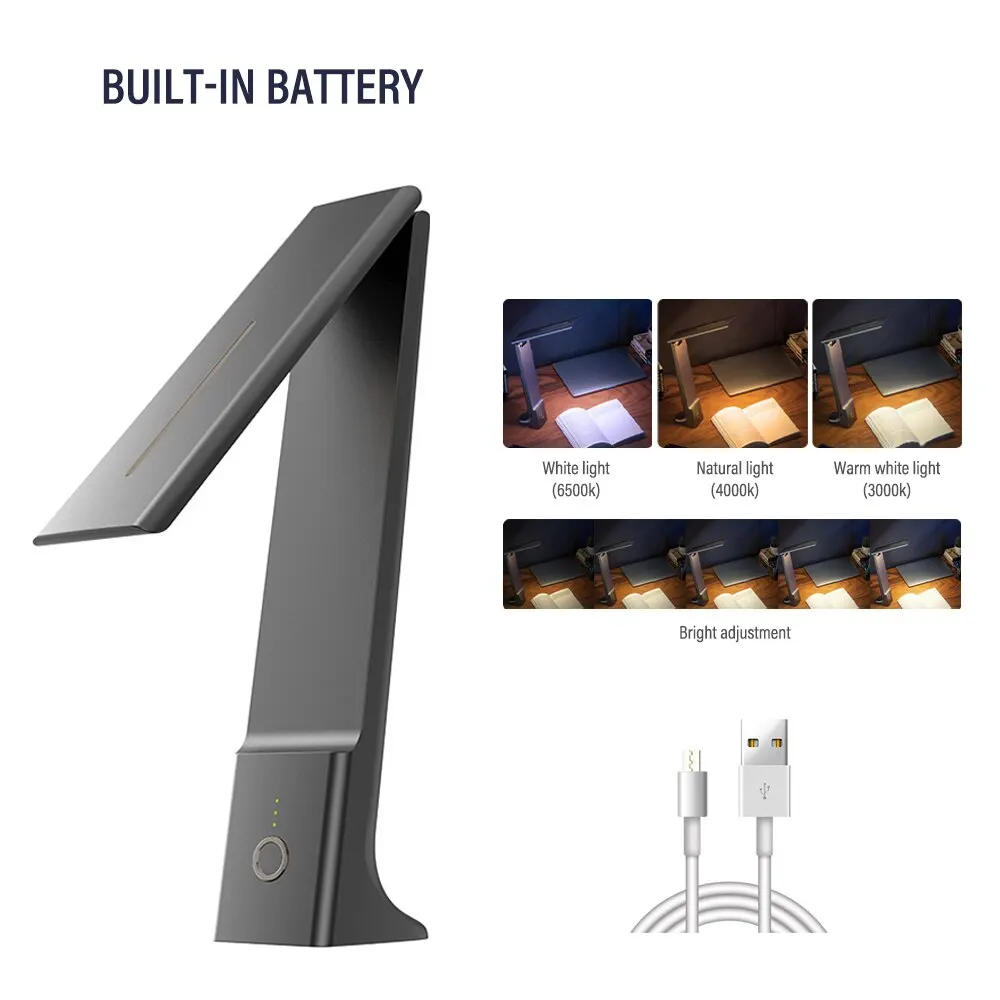 Lampada Da Scrivania LED Con Ricarica USB - Pieghevole, Touch Control, 7 Livelli Luminosit&agrave;, Timer 45min