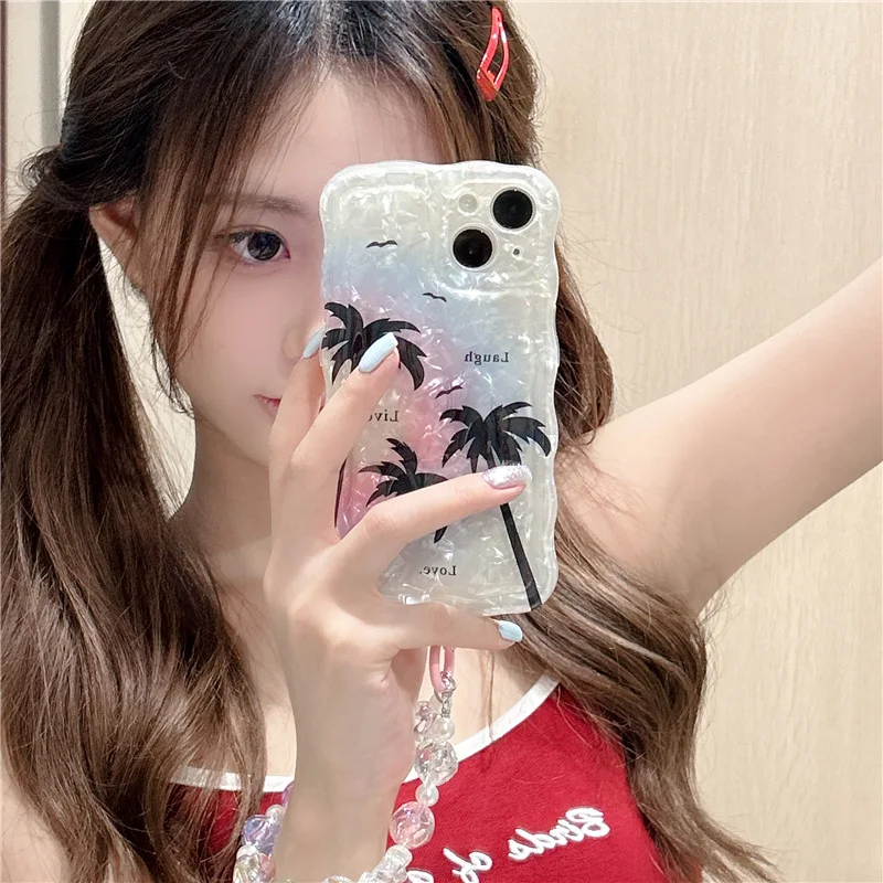 

Shell pattern gradient coconut tree Phone Case For iphone 14 13 12 11 Pro Max X XR XSMAX 7 8 Plus SE TPU Case Cover new products