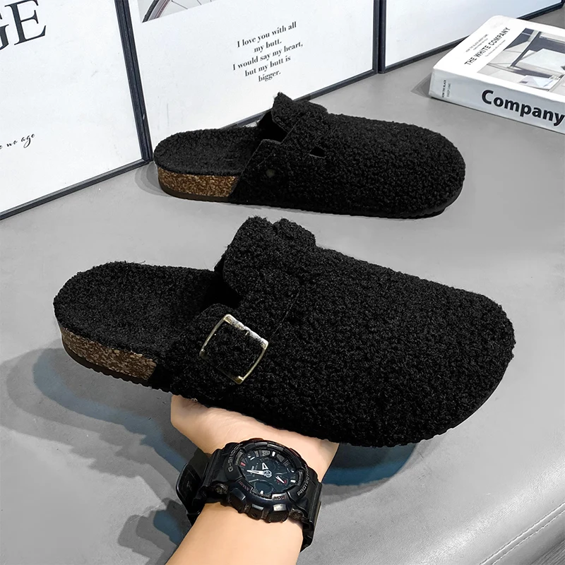 Couples plush slippers autumn and winter non-slip comfort unisex casual cotton slippers fashion men's outdoor walking slippers