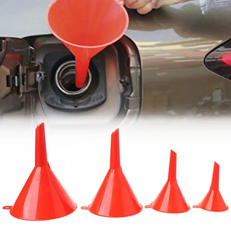 4Pcs Small Car Refueling Funnel Gasoline Engine Oil Additive Motorcycle Farm Machine Use Convenient Anti-leakage plastic filter funnel metal funnels
