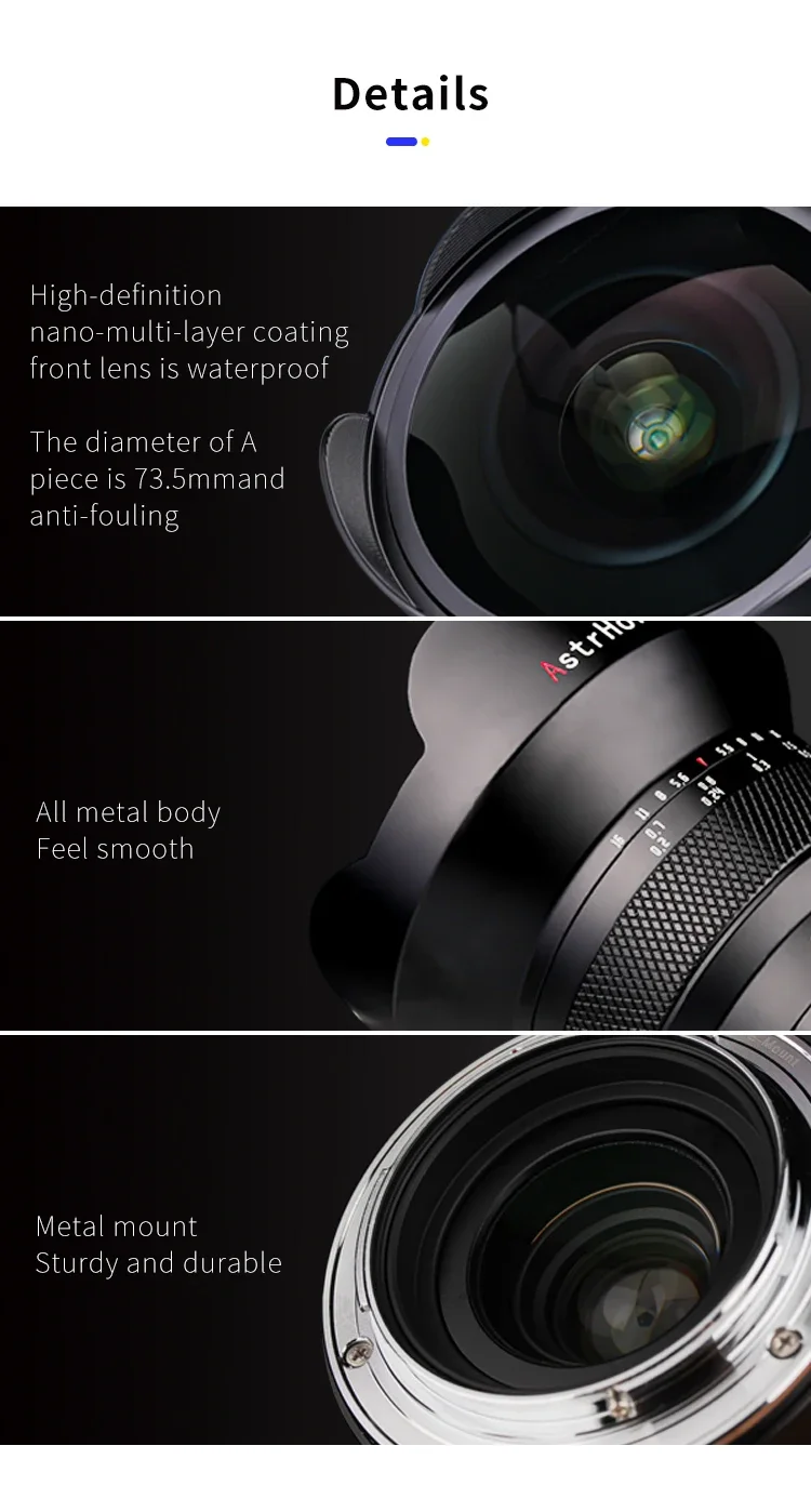 AstrHori MF 12mm F2.8 Full Frame Camera Lens 185° Ultra Wide Angle Manual Fishey