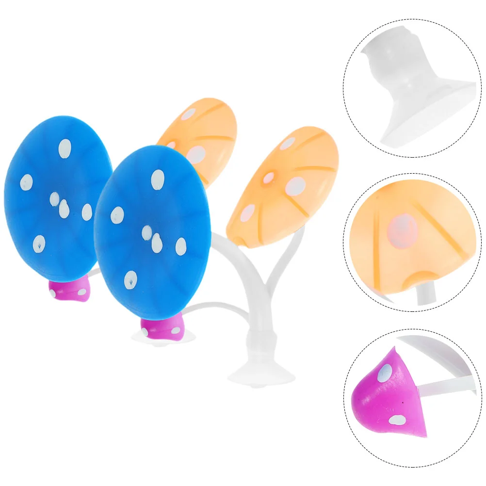 

2 Pcs Rest Bed Aquarium Fish Tank Accessories Decorations Silica Gel Hide Mushroom
