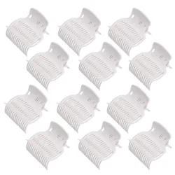 12 - Piece Salon Hair Curler Clips Set - Insulated Black & White Claw Clips (12pcs white)
