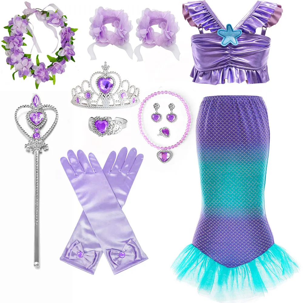 

Halloween Costume for Kids Ariel Little Mermaid Princess Girls Dress Cosplay Vestidos Costume Party Carnival Children Clothes