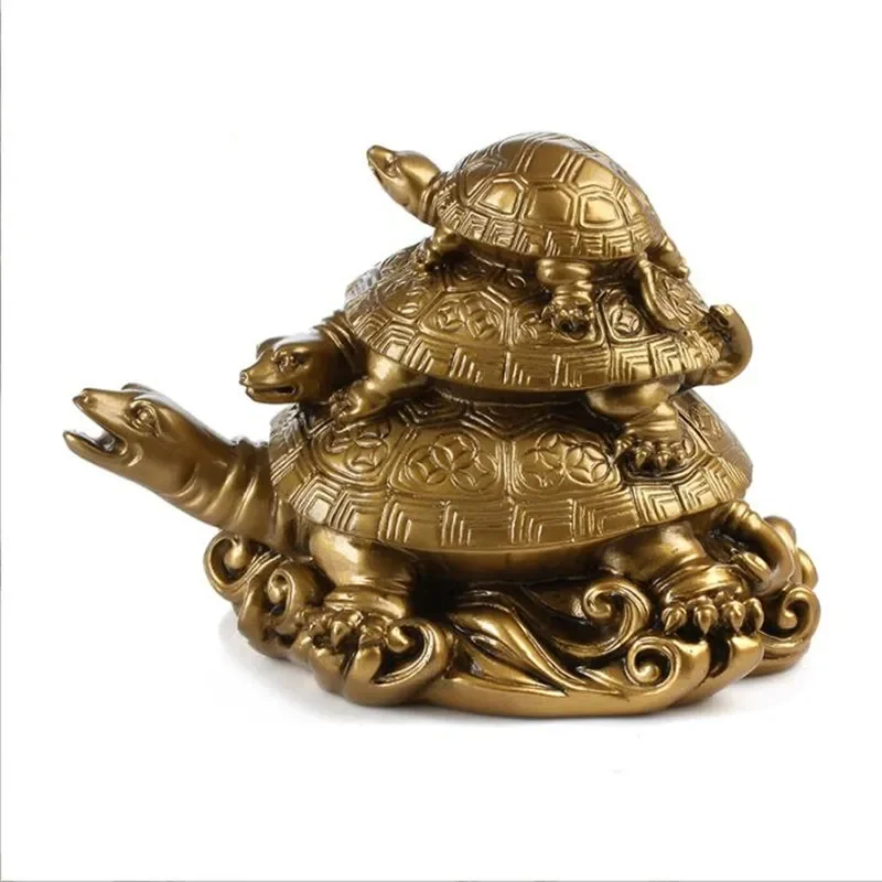 4"L X 2.5" W X 3"H Feng Shui Three Tier Tortoise ( Three Generation Turtle) Statue Home Decor for Healthy andLongevity 5