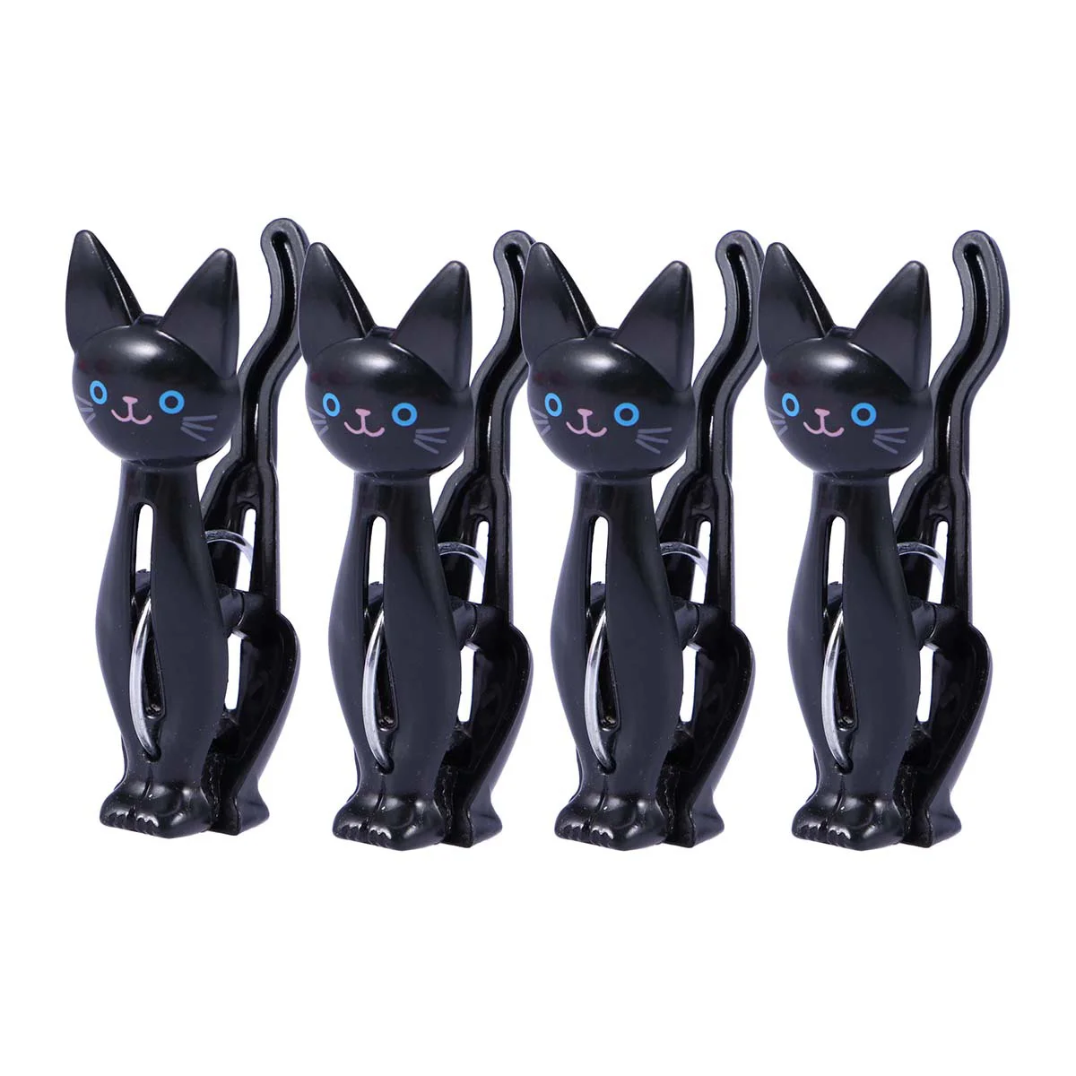 

4Pcs Creative Plastic Clothespins Cartoon Cat Laundry Hanging Clothes Pegs Beach Towels Clips Household Sealing Clips (Black)