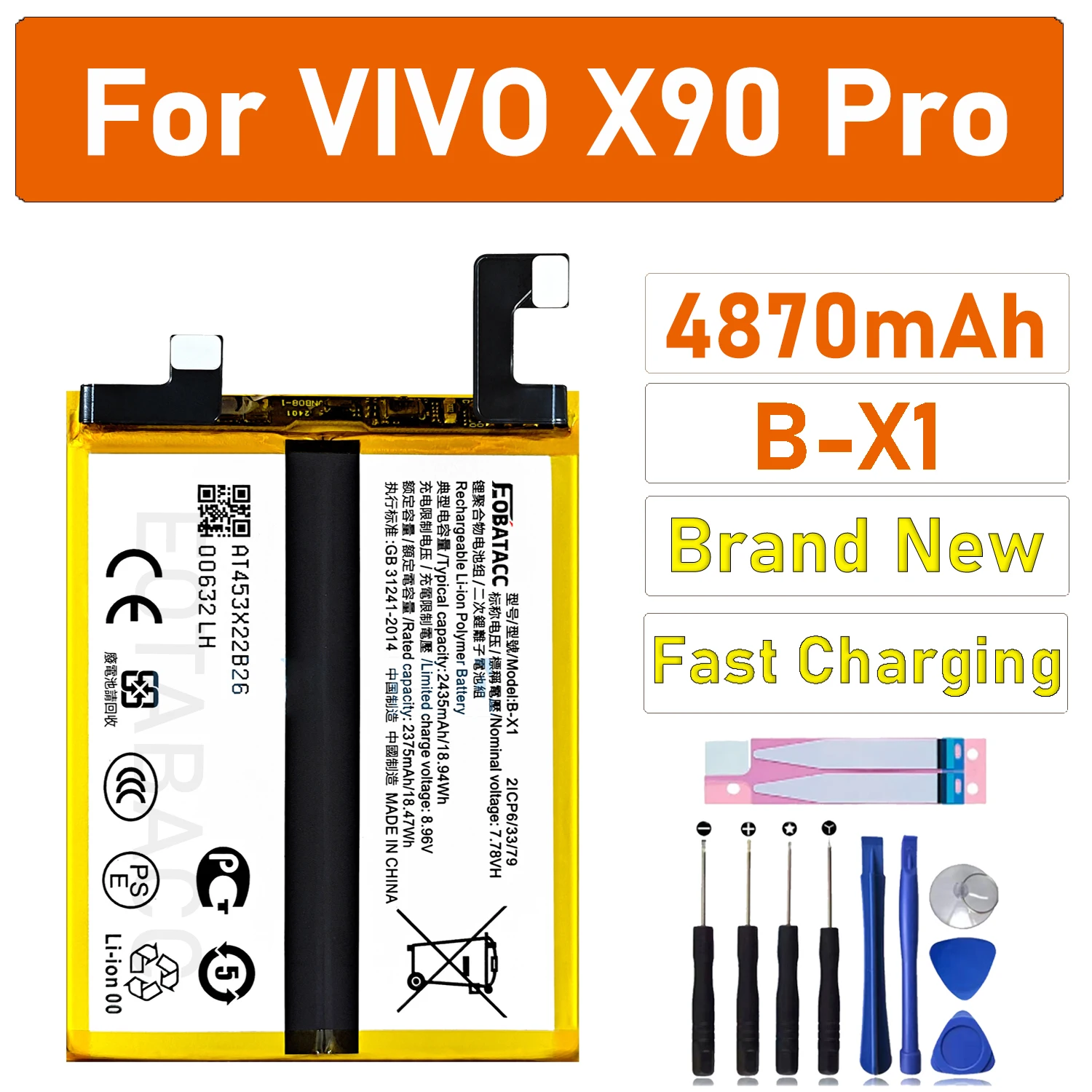 2026 Years New Original 4870mAh B-X1 Battery For Vivo X90 Pro