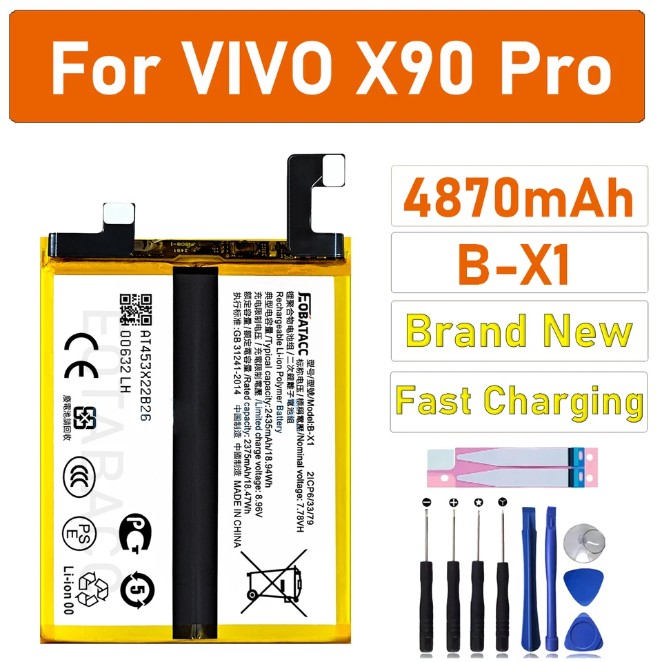 VIVO X90S バッテリー100% 2025 Years New Original 4870mAh B-X1 Battery For Vivo X90 Pro