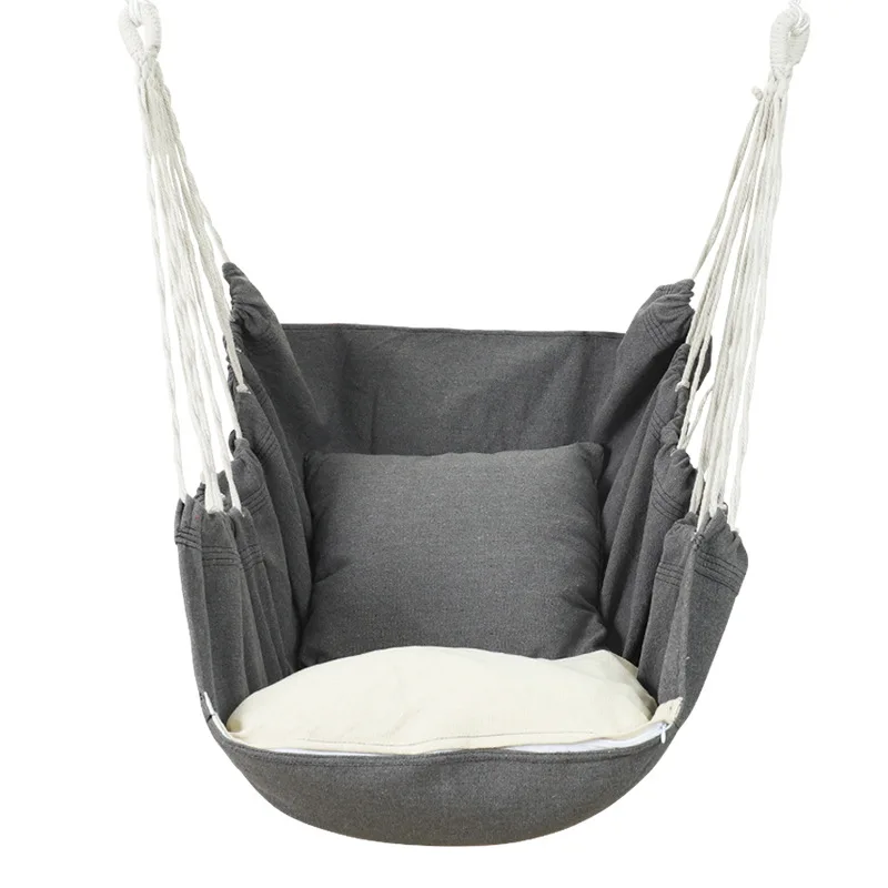 

Comfort Canvas Patio Swing with Pillow Single-person Dormitory Bedroom Hanging Chair Portable Adult Leisure Soft Garden Hammock