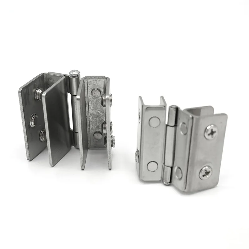 Glass Door Hinge Double Sided Without Hole Stainless Steel Cabinet Cupboard Glass Clamps Clip 4/9/12mm 180 Degree