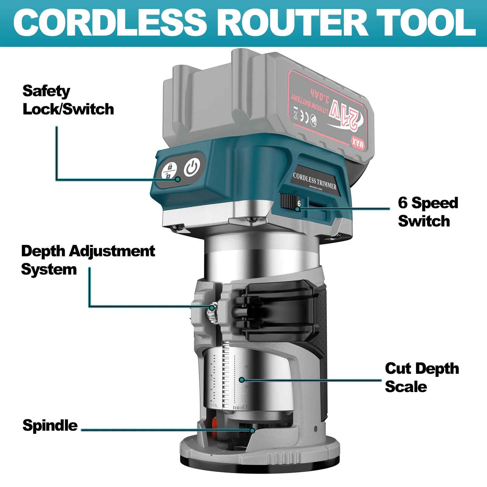 6 Speeds Brushless Electric Trimmer Machine Wood Router Plunge Router Milling Engraving Slotting Machine