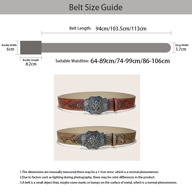 Western-Leder-Jeansgürtel, Übergröße, Bullen-Schnalle, Cowboy-Longhorn-Bullenmuster-Schnallengürtel, floral gravierter Schnallengürtel für Herren – Detail 6