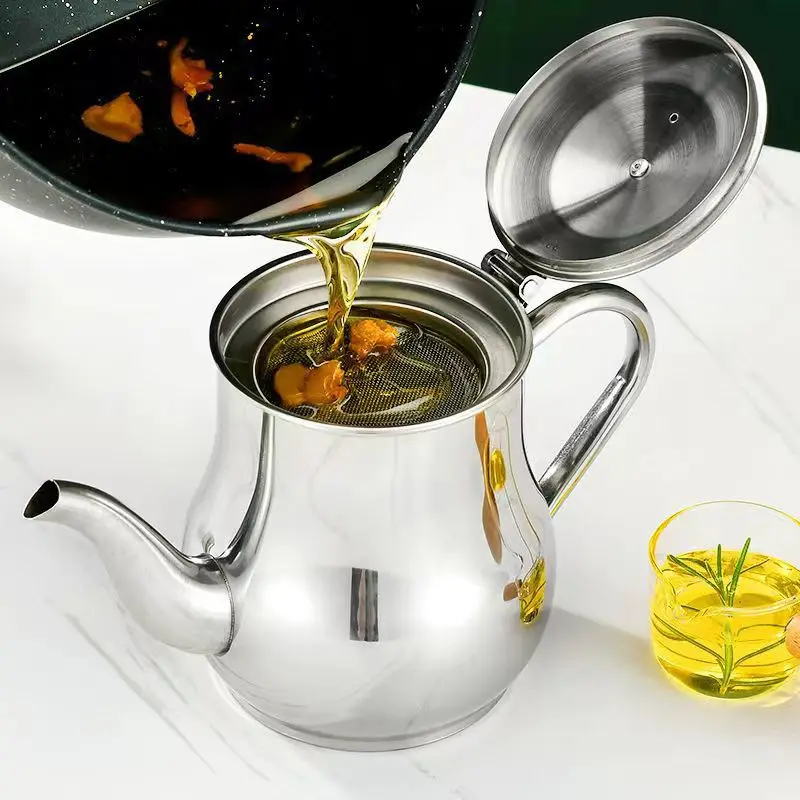 Kitchen Supplies Anhu Oil Tank Filter Oil Pot Stainless Steel Household Leak-proof Wine Bottle Pouring Bottle Seasoning Jar seasoning jar seasoning bottle liquor bottle pourer