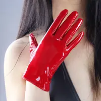 Shine Red Gloves Faux Patent Leather Wrist Long Short Black Brown White 21cm 8" LLDLLNT
