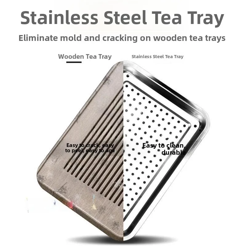 Rectangular 304 Stainl Steel Tray Ster Special Commercial Dumpling Tea Tray with Holes Draining Plate for Dining Utensils