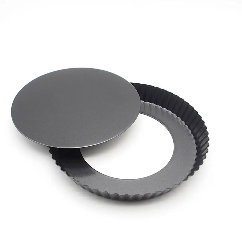 

2PCS Non-Stick Removable Loose Bottom Quiche Tart Pan Round Pie Pizza Pan with Removable Base