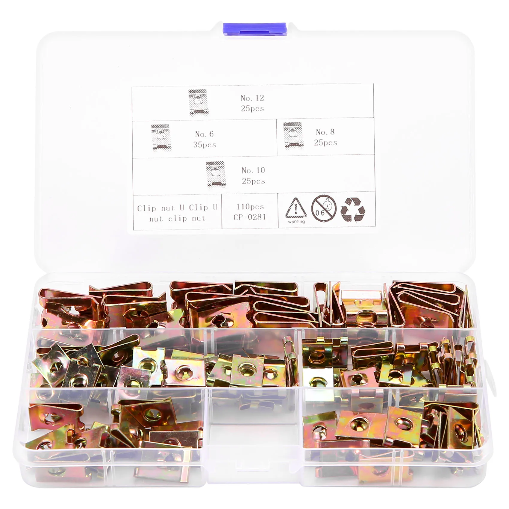 

110Pcs Car Universal Speed Fasteners U Nuts Self Tapping Screw Clip Hole Interior Door Trim Panel Clips Metal