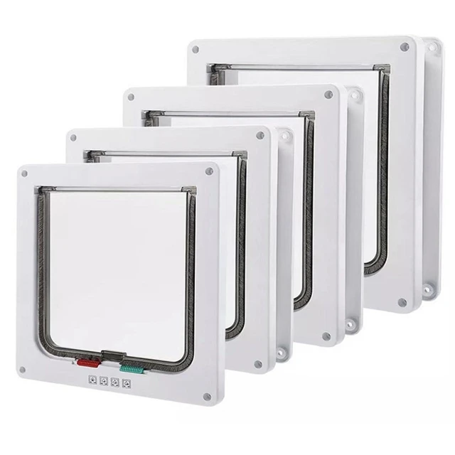 Dog Cat Flap Door For Dog Cat Kitten With 4 Way Lock Security Flap Door Cat Puppy Safety Gate Small Pet Supplies ABS Plastic 3