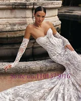 Pearls Sweetheart Neck Detachable Long Sleeve 2 Pieces High Quality Lace Mermaid Wedding Dress Elegant Vestido De Noiva Sereia 6