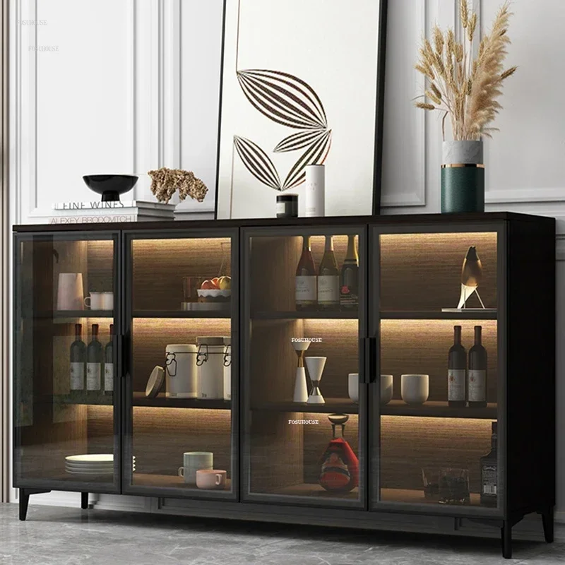Italian Minimalist Wood Sideboards Kitchen Locker et Sideboard Light Luxury Living Room Furniture Home Hotel Storage Cabinet