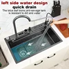 304 Stainless Steel Kitchen Waterfall Sink Digital Display Large Single Sink Dish Basin Sink With Multifunction Touch Waterfall 6