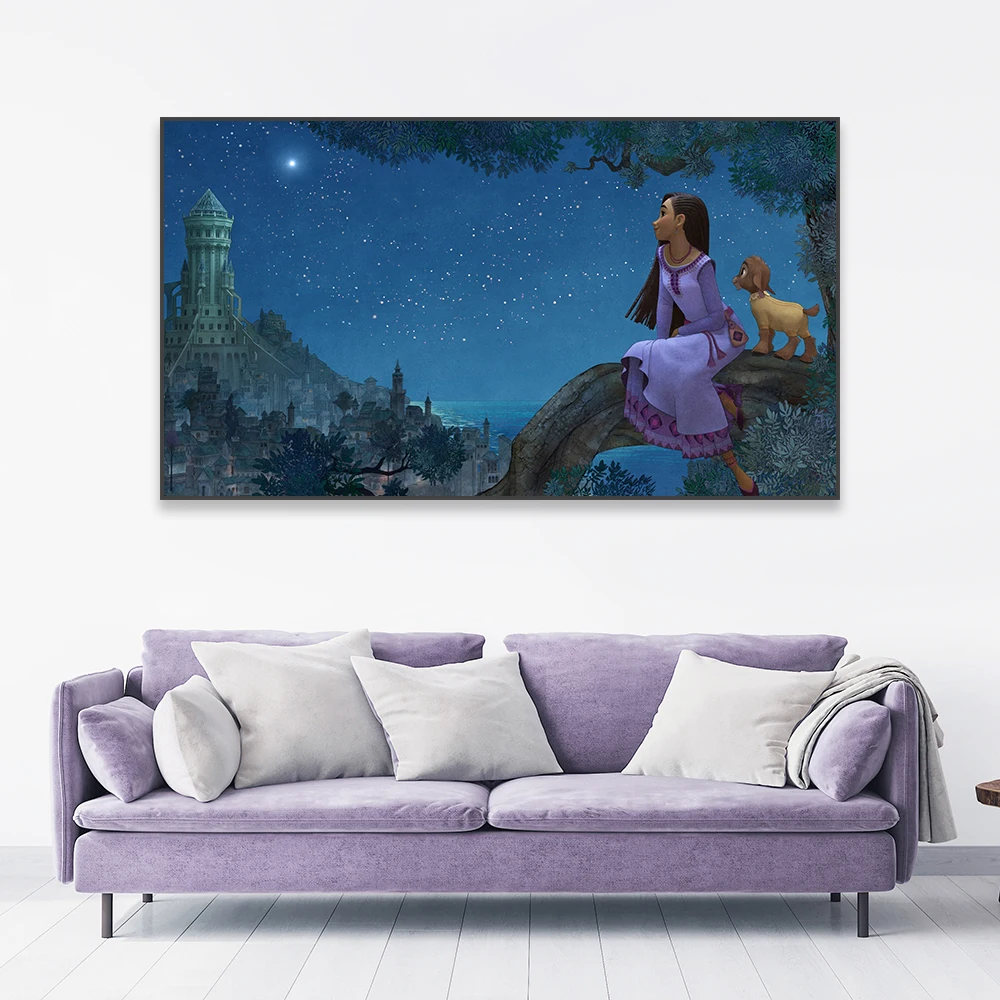 2023 Disney Movie Poster Wish Movie Prints Disney Cartoon Movie Colorful Canvas Painting Home Kids Bedroom Wall Art Decoration