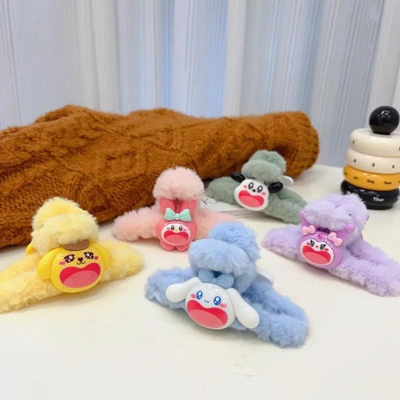 

Sanrio Kawaii Anime Cute My Melody Kuromi Hairpin Cartoon Cinnamoroll Pochacco Plush Toys Hair Accessories Girls Gifts