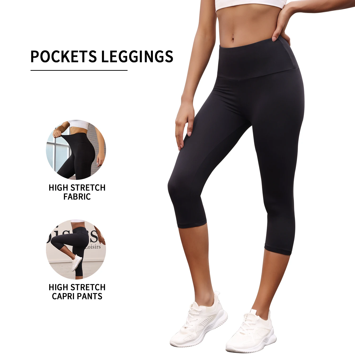 Women's High Waisted Capri Super Soft Tummy Control No See Through Workout Yoga Running Athletic Push Up Gym Leggings 3 Pack yoga pants