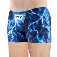 Men's Swim Jammer Athletic Practice Knee-Length Swimsuit Short Beach Tight Shorts Lycra Elastic Rash Guards Swim Trunks Swimwear 1