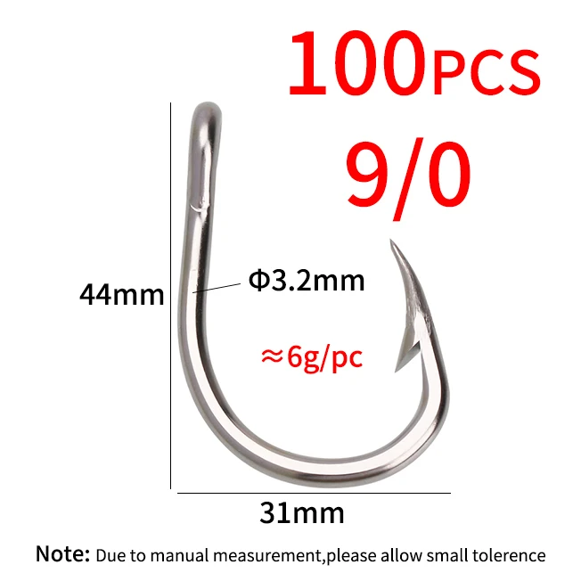 Ellllv 100PCS Stainless Steel Strong Fishing Hooks Big Game Fish Tuna Bait  Large Fishhook Size 4/0 5/0 6/0 7/0 8/0 9/0 10/0 12/0 - AliExpress