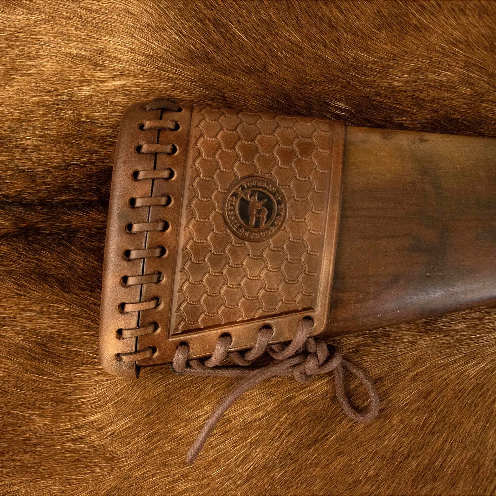 Tourbon Jagd-Leder-Rückstoßpolster zum Aufstecken, Gewehrschaftabdeckung, Wangenauflage mit Einsätzen, verstellbares Schutzpolster – Detail 3