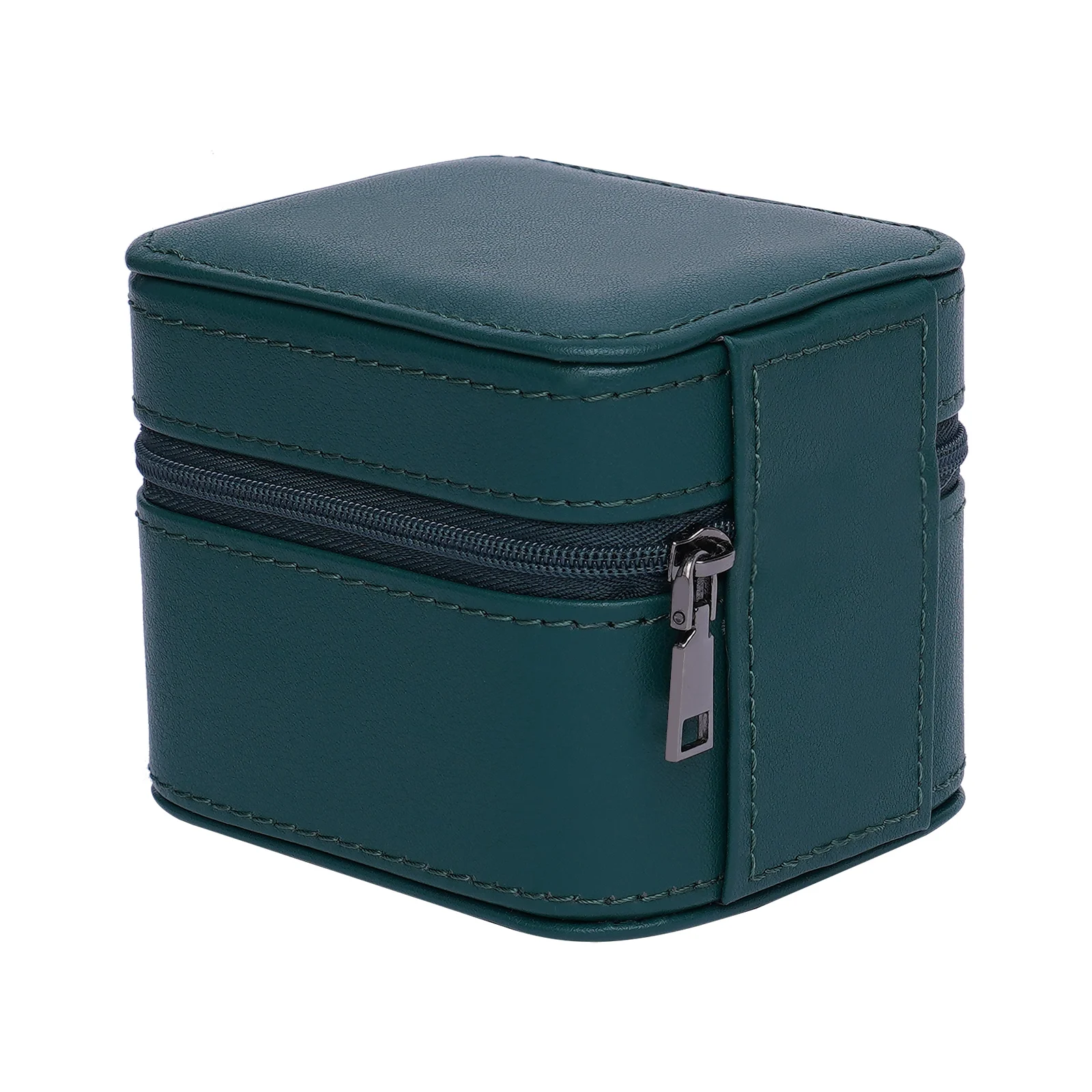 Green Watch Storage Box With Metal Zipper & Removable Pillow Jewelry Storage Display Box Flannel Lining