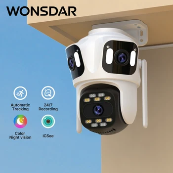 WONSDAR Three Lens PTZ IP Camera Outdoor Three Screen WiFi Security Camera Auto Tracking Wirelss CCTV Camera Support iCsee APP 1