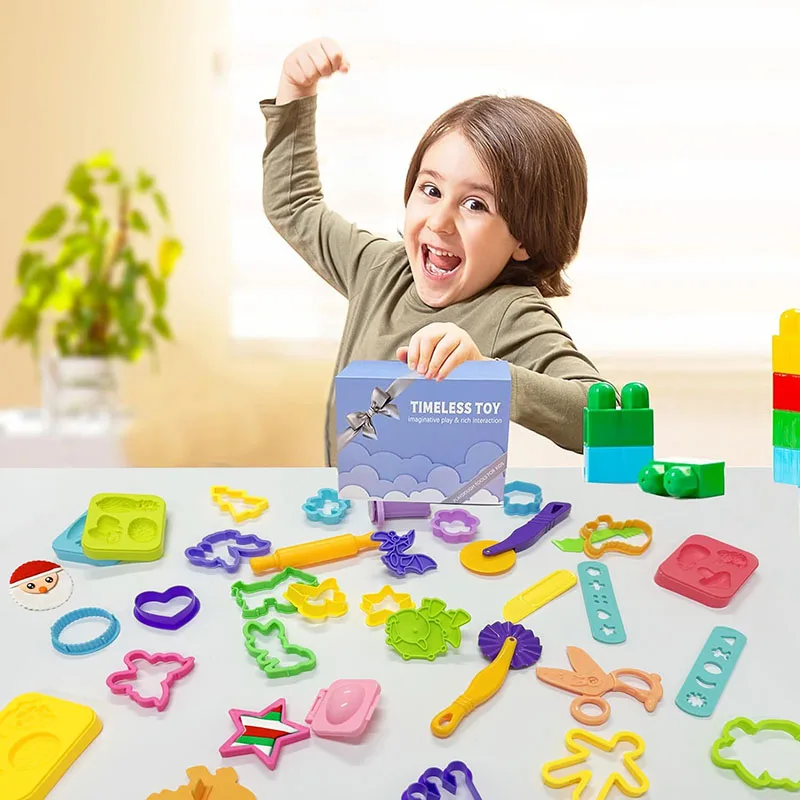 Dough Play Tools for Kids Dough Accessories Molds Dinosaur Fruit Roller Cutter Scissor Playdough Clay Mold Children DIY Toys 6