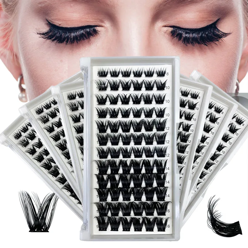 

False Eyelashes Tweezers Glue Raincoat Set Mixed Length European American Russian Curled Eyelashes Grafting Segmented Eyelashes