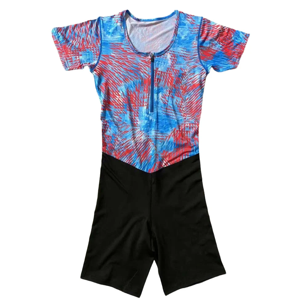 Men One-piece Track and Field Suit Marathon T-shirt Leggings Running Speedsuit Sports Shorts Middle Pants