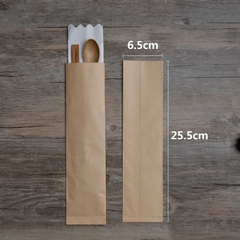100pcs/pack Disposable Kraft Paper Chopstick Set Chopstick Paper Bag Food Touchable Material Generous Simple