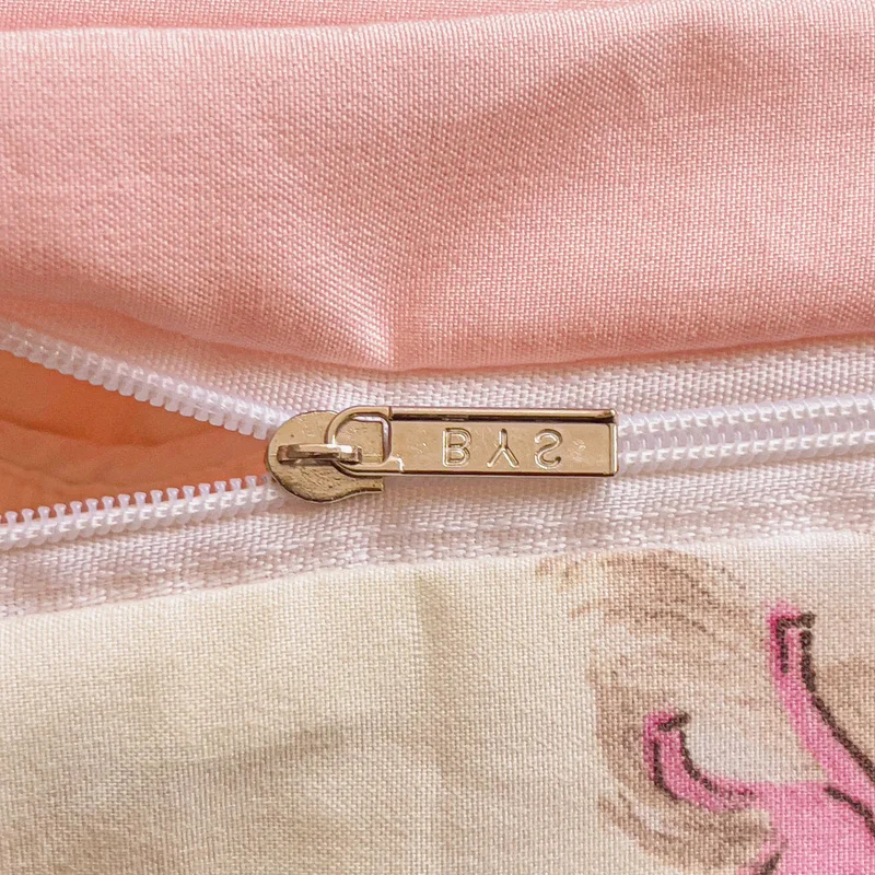 Cute Pink Cartoon Cat Towel Embroidery Girls Kids Bedding Set Soft Washed Cotton Duvet Covers Set Bed Sheet Pillowcases 3/4Pcs 4