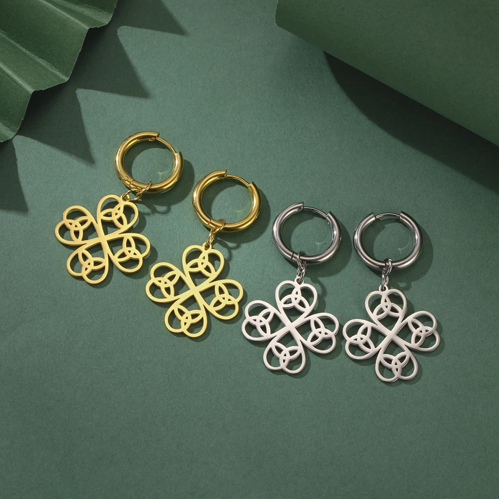 Dawapara Lucky Four Leaf Clover Damen Ohrringe Irish Knot Shamrock Charm Edelstahl Schmuck Valentinstag Geschenk – Detail 33