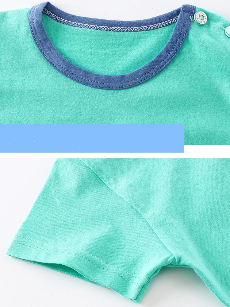 Summer Short Sleeve Soft Cotton T-Shirt Kids Baby Boys Cartoon Dinosaur Dog Crocodile Print Tracksuit Casual Clothes 1-4 Years
