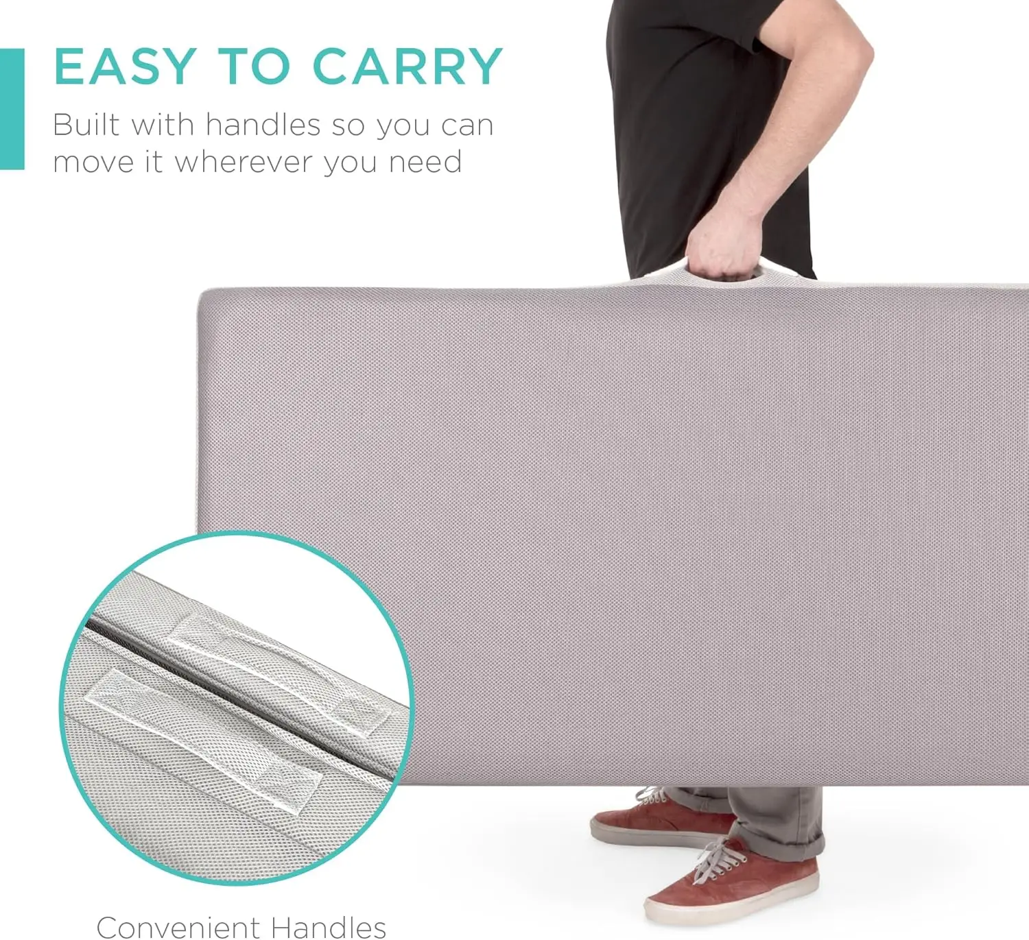 4in Portable Twin-Size Mattress, Folding Mattress Topper for Camping, Guest, Toddler, Foam Plush w/Carry Ca