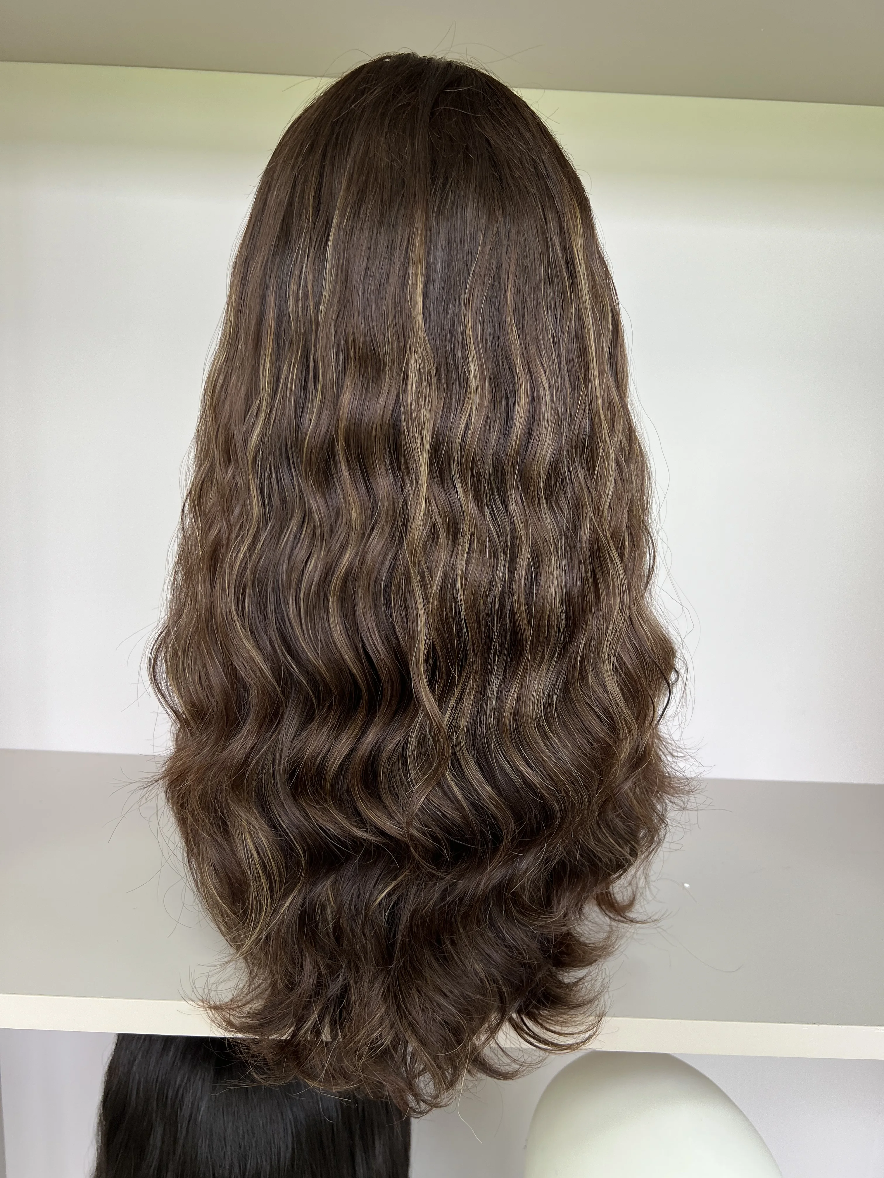 European Virgin Hair Half wig Lace Top with ponytail Wave Hair long Layer Tsingtaowigs Kosher Wig For Women