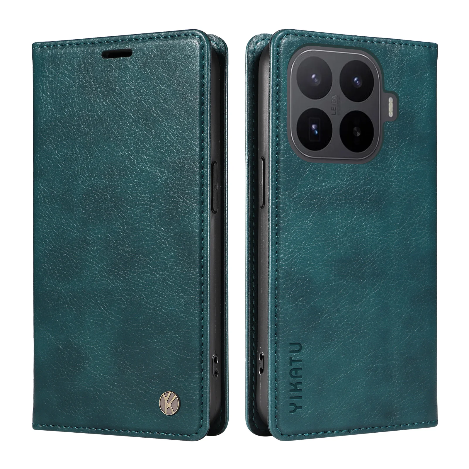 Leather Wallet with Card Holder and Magnetic Flip Phone Case - Lychee Grain Protective Cover