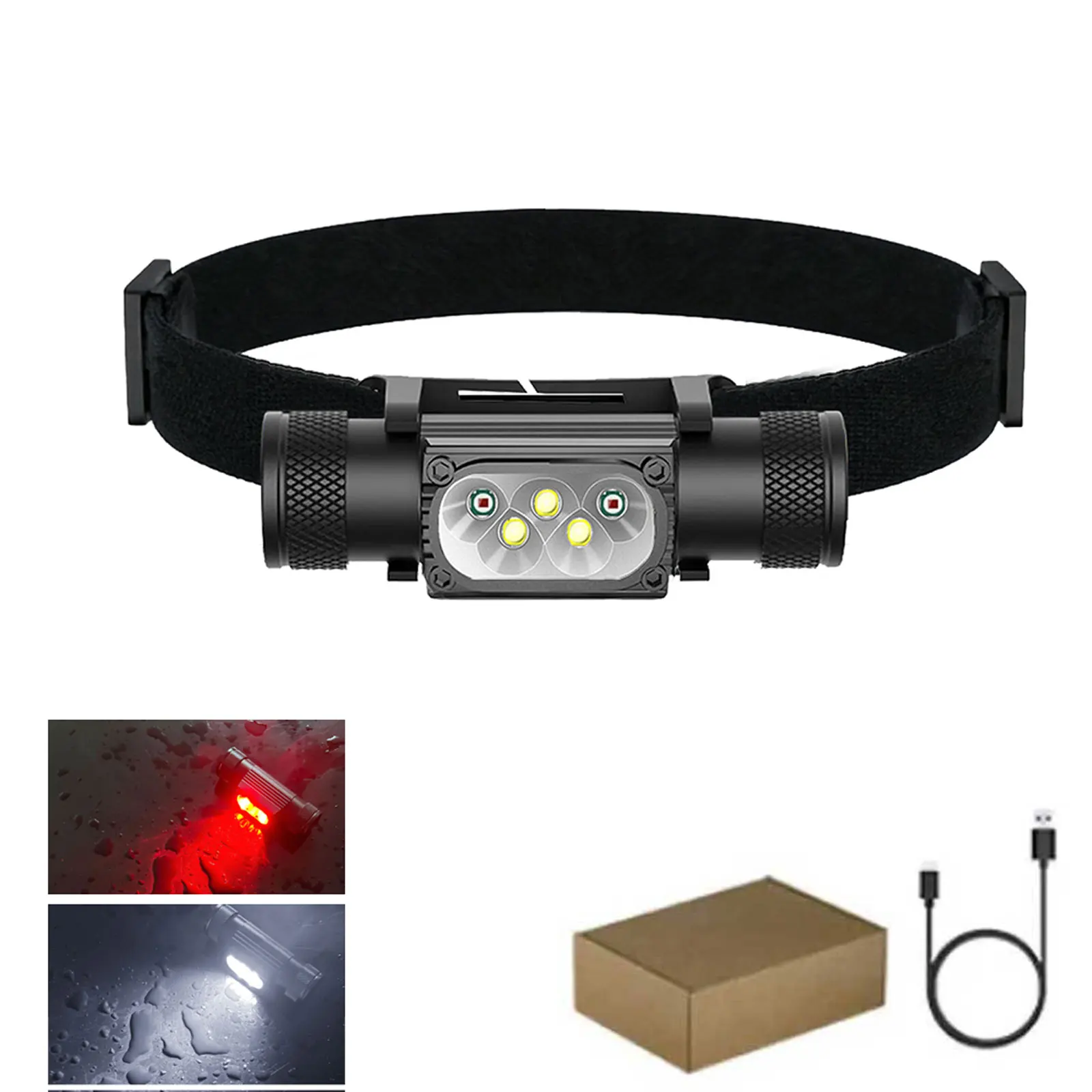 Mini Headlamp LED Type C USB 18650 Headlight Red Green 395nm UV Blue Yellow Head Lamp White Flash Light Fishing Hunting Torch