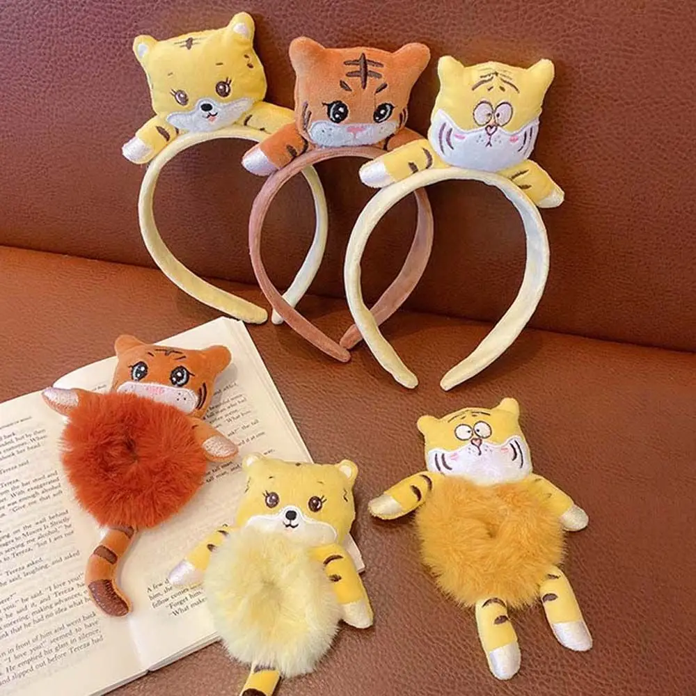 

Tiger Hair Hoop Plush Hair Rope Scrunchies Plush Doll Makeup Tiger Hair Ropes Korean Style Tiger Headbands Hair Bands
