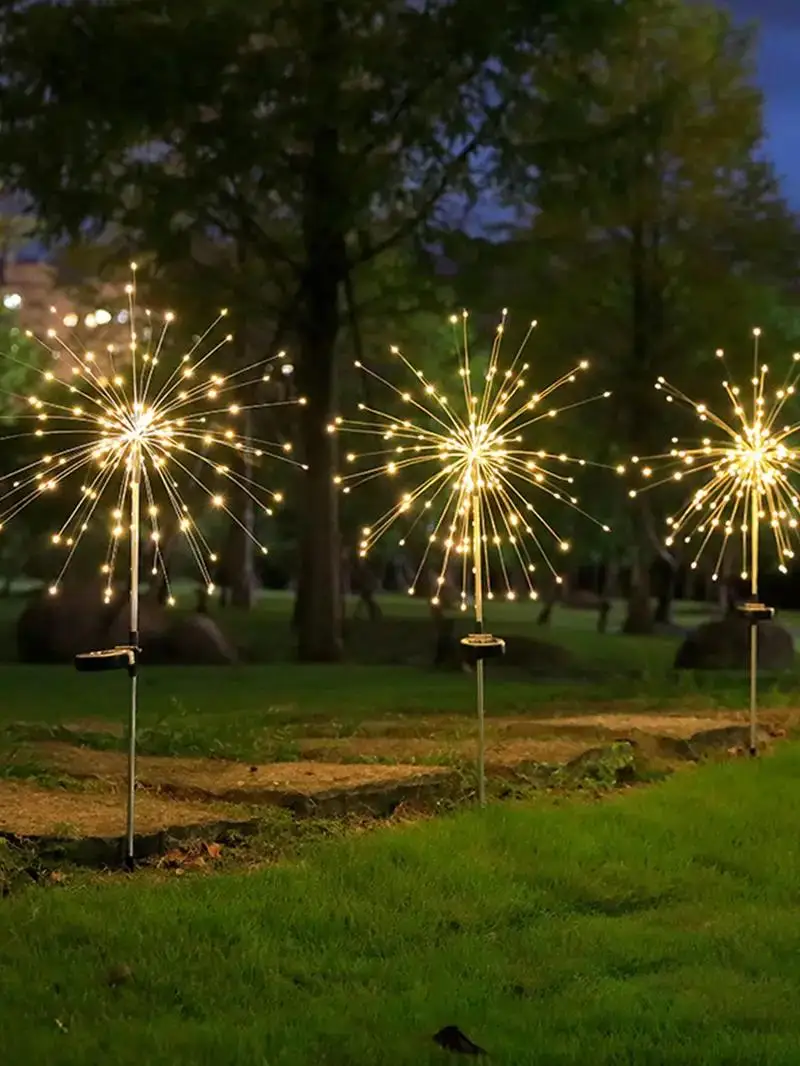 1pc solar firework lights landscape path lights outdoor inserted walkway ground garden lamp waterproof with remote outdoor garden yard pathways decor outdoor party supplies holiday accessory holiday ornaments decorations details 5